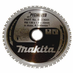 Lame De Scie Circulaire Spécial Métal - B-33641 Makita - 136 X 20 X 1.4 Mm - 50 Dents