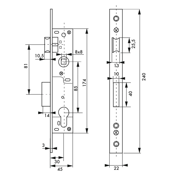 Boîtier Serrure à Cylindre Axe 30 Largeur 46 Mm Thirard 011830 2 Boîtier Serrure à Cylindre Axe 30 Largeur 46 Mm Thirard 011830 – Image 2