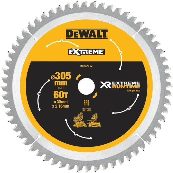 Lame De Scie Circulaire Dewalt DT99572-QZ Ø 305 Mm X 30 Mm 60 Dents 2 Lame De Scie Circulaire Dewalt DT99572-QZ Ø 305 Mm X 30 Mm 60 Dents – Image 2