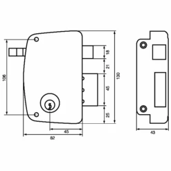 Serrure En Applique Verticale à Tirage Cylindre Rond Vachette Droit