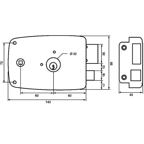 Serrure En Applique Horizontale à Fouillot Cylindre Rond Vachette Droit 2 Serrure En Applique Horizontale à Fouillot Cylindre Rond Vachette Droit – Image 2