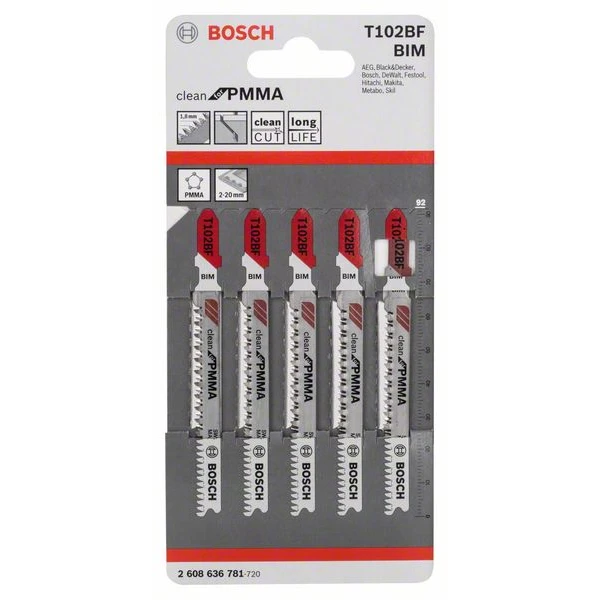 Lames De Scie Sauteuse Pour Plastique T102bf Lot De 5 Lames : Bosch 2608636781 2 Lames De Scie Sauteuse Pour Plastique T102bf Lot De 5 Lames : Bosch 2608636781 – Image 2
