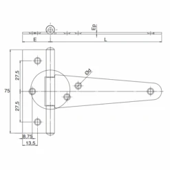 Penture Anglaise Percée Torbel Acier Noir épaisseur 2 Mm Longueur 250 Mm