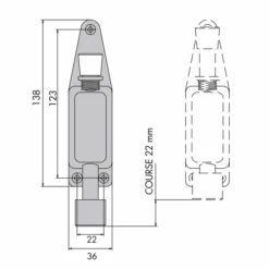 Arrêt Fixe De Porte Groom Acier Laqué Argent Avec Tampon Caoutchouc