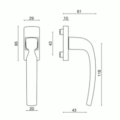Poignée De Fenêtre à Béquille Vachette Artis Platine Bloc Platine