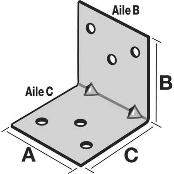 Équerre D'assemblage 60x60x60 Mm épaisseur 2 Mm 2 Équerre D'assemblage 60x60x60 Mm épaisseur 2 Mm – Image 2