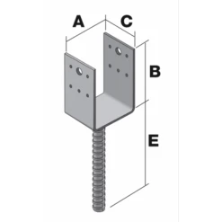 Pied De Poteau En U à Sceller Largeur 80 Mm Simpson Strong-Tie PPD80/70G