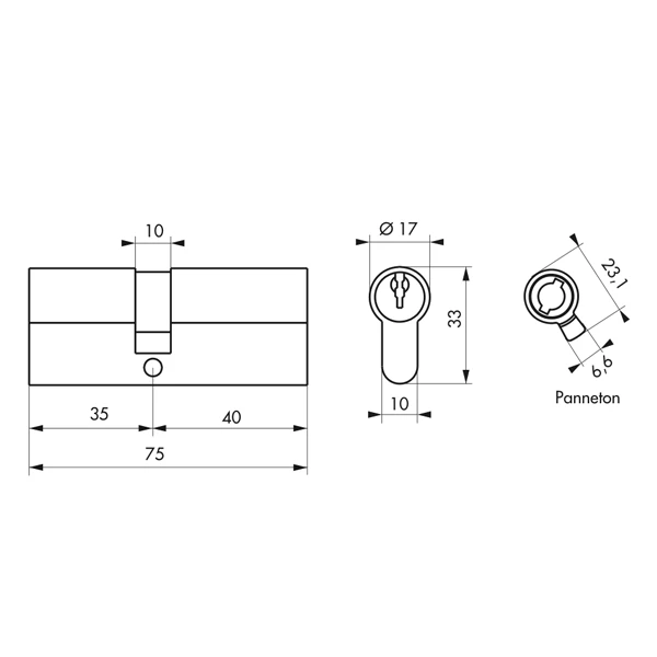 Cylindre De Serrure à Profil Européen Thirard Laiton - 35 X 40 Mm 2 Cylindre De Serrure à Profil Européen Thirard Laiton - 35 X 40 Mm – Image 2