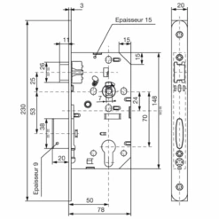 Serrure à Larder De Sûreté Pour Profil Européen Réversible Vachette Noir