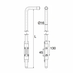 Verrou Sol Universel Visser Souder Ø 16mm 300mm Acier Zingué Blanc