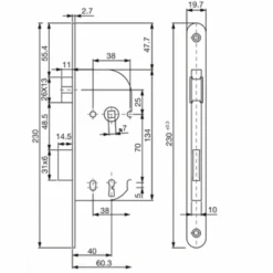 Serrure à Larder Bec De Canne Condamnation Par Clé Réversible NF Noire