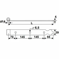 Penture Feston Percée Torbel Noire 39 X 4 Mm Gond 14 Mm Longueur 705 Mm