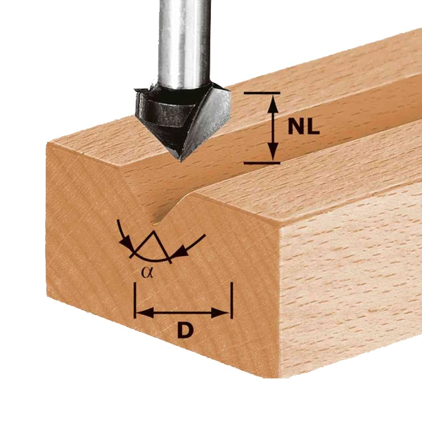 Fraise Rainurer Forme V Festool HW S8 D14/7/90° Queue Ø 8 Mm Angle 90° 2 Fraise Rainurer Forme V Festool HW S8 D14/7/90° Queue Ø 8 Mm Angle 90° – Image 2