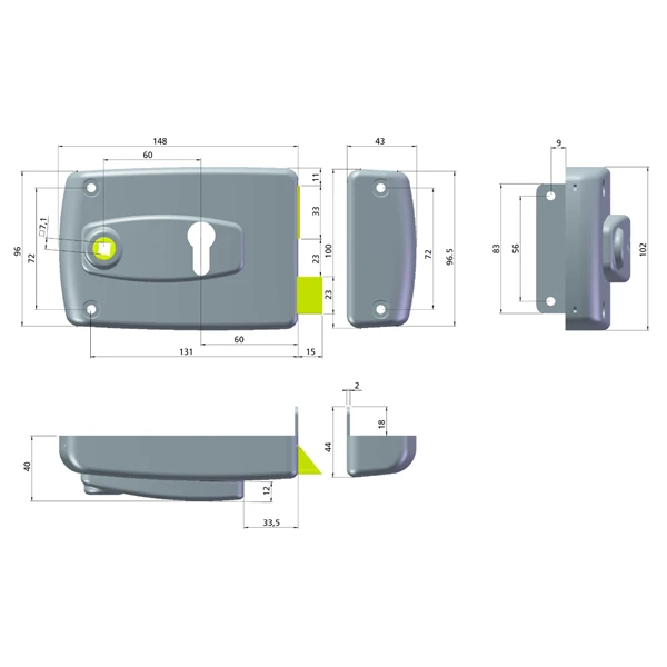 Serrure En Applique Horizontal à Fouillot PE Gauche JPM 114510-01-2A 1 Serrure En Applique Horizontal à Fouillot PE Gauche JPM 114510-01-2A