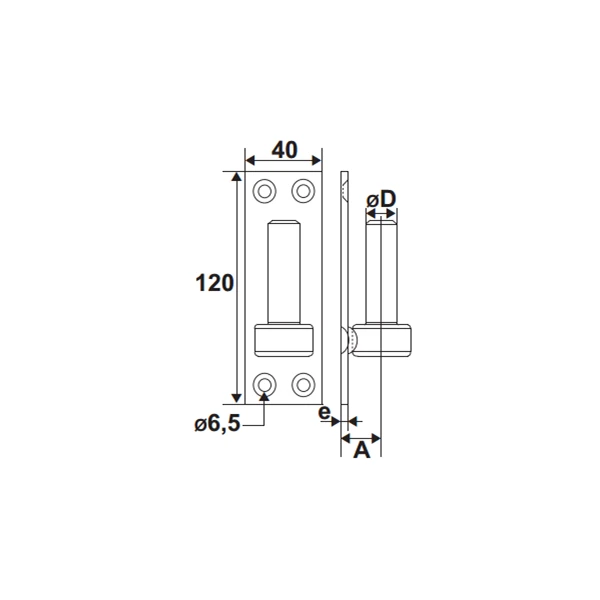 Gond Sur Plaque 40 X 120 Mm 14 Mm Trous Fraisés Noir Torbel 6120144 2 Gond Sur Plaque 40 X 120 Mm 14 Mm Trous Fraisés Noir Torbel 6120144 – Image 2