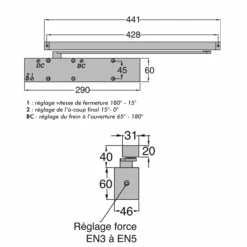 Ferme-porte Groom GR500 Avec Bras à Glissière Anti-vandalisme Noir