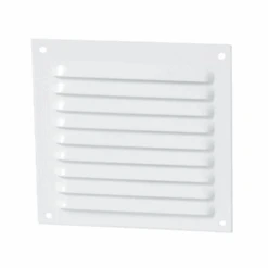 Grille De Ventilation Nicoll à Persiennes Avec Moustiquaire - Extérieur - 200 X 200 Mm - Aluminium Blanc