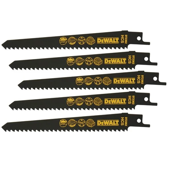 Lame De Scie Sabre Bois Plastique Dewalt DT2362-QZ HCS 152 Mm - Lot De 5 2 Lame De Scie Sabre Bois Plastique Dewalt DT2362-QZ HCS 152 Mm - Lot De 5 – Image 2