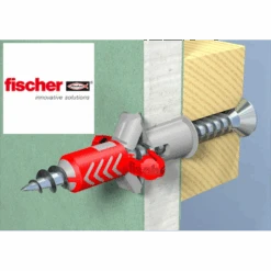 Cheville DUO POWER 8 X 65mm Pour Tous Types De Matériaux - Avec Vis - Boîte De 4 Fischer 537664