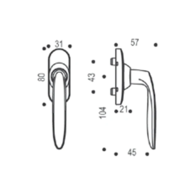 Poignée De Fenêtre à Béquille Vachette Jazz Chrome Velours Bloc Platine 2 Poignée De Fenêtre à Béquille Vachette Jazz Chrome Velours Bloc Platine – Image 2