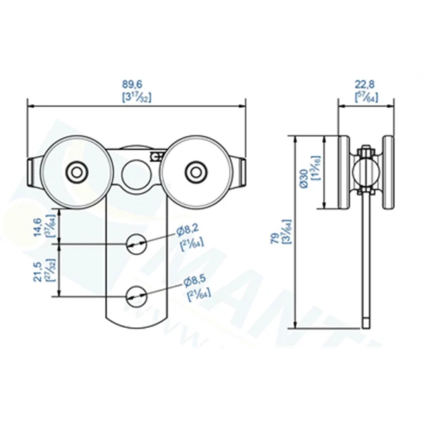 Chariot 4 Galets Nylon Auto-orientables Axe Lisse Inox Mantion 0732 2 Chariot 4 Galets Nylon Auto-orientables Axe Lisse Inox Mantion 0732 – Image 2