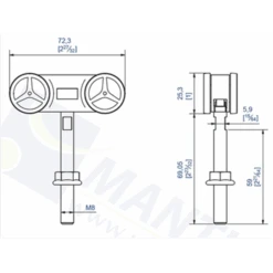 Monture Sur Roulement à Billes Avec Bandage Nylon Et Vis M8 En Inox - Capacité 40 Kg