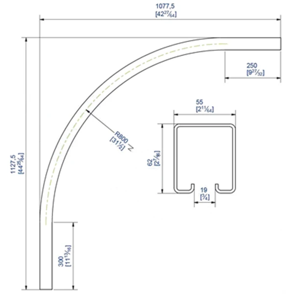 Courbe De Rail Mantion 6255C En Acier Galvanisé - Rayon 800 Mm - Panneau 900 Mm Max - Force 120 Kg 1 Courbe De Rail Mantion 6255C En Acier Galvanisé - Rayon 800 Mm - Panneau 900 Mm Max - Force 120 Kg