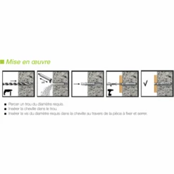 Cheville Nylon à Expansion Avec Collerette EDIA Ø 8 Mm Longueur 40 Mm - Gris - Boîte De 150