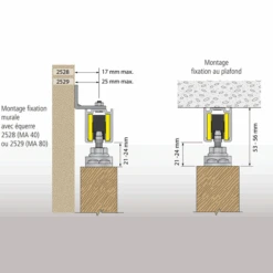 Ensemble Fixation Porte Coulissante Droite 80 Kg MA80A300 Rail 3M -Meilleur Outillage Magasin montage fixation