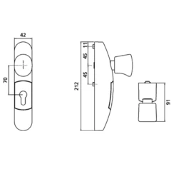 Serrure à Bouton Débrayable Pour Cylindre Européen - Compatible Fermeture Anti-panique - Argent JPM EN3300-04-0A