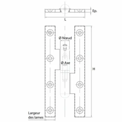 Paumelle Picarde Clémenson Gauche Acier Brut Bague Laiton - 190 X 80 Mm