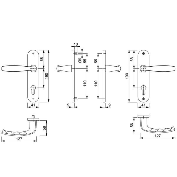 Poignée Porte Clé I New York Hoppe Porte 38-47mm Carré 7mm Alu Inox 1 Poignée Porte Clé I New York Hoppe Porte 38-47mm Carré 7mm Alu Inox