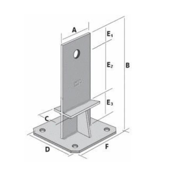 Pied De Poteau En âme Avec Platine PPSDT Simpson Strong-Tie PPSDT230 2 Pied De Poteau En âme Avec Platine PPSDT Simpson Strong-Tie PPSDT230 – Image 2