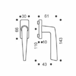 Poignée De Fenêtre à Béquille Vachette Riviera Argent Platine Carré 7 Mm