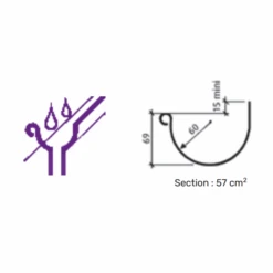 Gouttière Demi-ronde En Zinc VMZINC - - -Meilleur Outillage Magasin ronde25