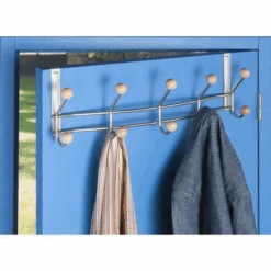 Mottez Porte-manteaux De Porte - Sans Vissage - 10 Crochets - Coloris Blanc - 58 X 21 X 8 Cm