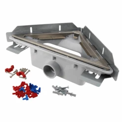 Caniveau D'angle Docia Pour Sol De Douche Carrelé - Sans Grille - 349.5 X 255 Mm - ø Sortie : 40 Mm