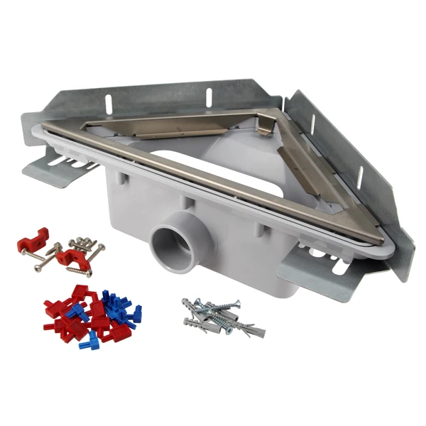 Caniveau D'angle Docia Pour Sol De Douche Carrelé - Sans Grille - 349.5 X 255 Mm - ø Sortie : 40 Mm 1 Caniveau D'angle Docia Pour Sol De Douche Carrelé - Sans Grille - 349.5 X 255 Mm - ø Sortie : 40 Mm