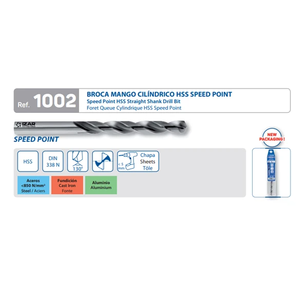 Foret Métaux HSS Speedpoint - Queue Cylindrique - DIN338N - Diamètre 3 Mm - Lot De 2 Izar 24781 2 Foret Métaux HSS Speedpoint - Queue Cylindrique - DIN338N - Diamètre 3 Mm - Lot De 2 Izar 24781 – Image 2