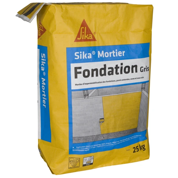 Enduit Imperméabilisant Pour Fondations Et Parois Enterrées - Mortier Fondation SP Sika - Sac De 25 Kg 1 Enduit Imperméabilisant Pour Fondations Et Parois Enterrées - Mortier Fondation SP Sika - Sac De 25 Kg