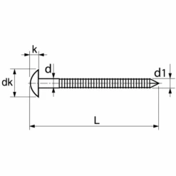 Pointe Annelée Tête Bombée En Acier Inoxydable A4 Filetage Total - 2.5x45mm - Boîte De 1kg -Meilleur Outillage Magasin schema technique 1