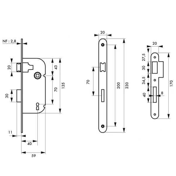 Serrure à Encastrer Thirard - Blanc - Axe 40 Mm - Entraxe 70 Mm 2 Serrure à Encastrer Thirard - Blanc - Axe 40 Mm - Entraxe 70 Mm – Image 2