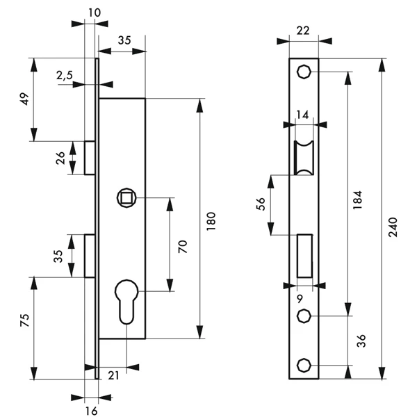 Serrure à Encastrer Thirard - Axe 21 Mm - Entraxe 70 Mm 2 Serrure à Encastrer Thirard - Axe 21 Mm - Entraxe 70 Mm – Image 2