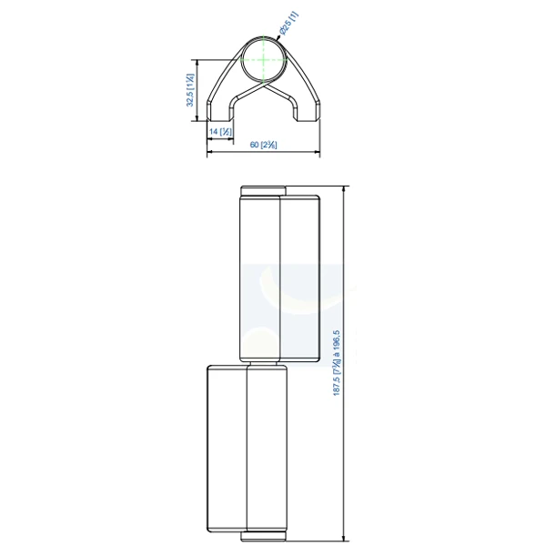 Paumelle Mantion 1514GJSOR - Réglable - Droite - Ø 14 Mm 2 Paumelle Mantion 1514GJSOR - Réglable - Droite - Ø 14 Mm – Image 2