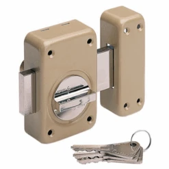 Verrou à Bouton En Applique V136 Vachette Cylindre D23 Longueur 45 Mm - Pêne 110 Mm - 3 Clés