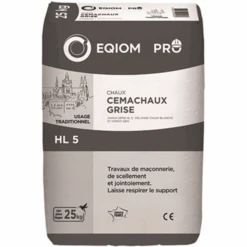 Chaux Grise Hydraulique HL5 CEMACHAUX GRISE Eqiom Pro - Sac De 25 KG